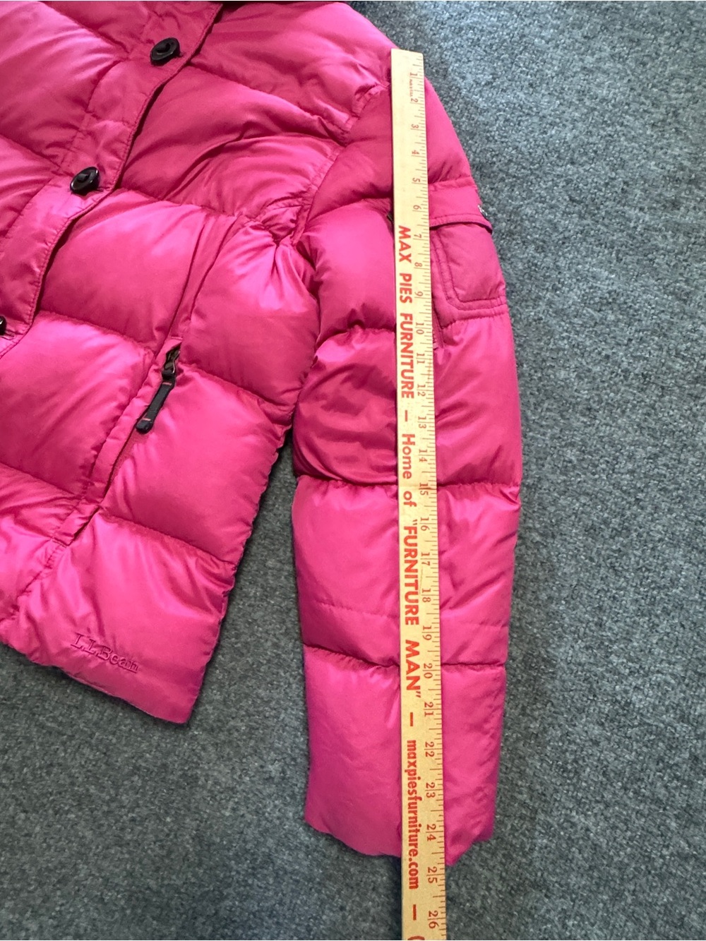 L.L.Bean Down Puffer Jacket L Hot Pink Faux Fur Hood Retro Ski Bunny Winter - Picture 16 of 16